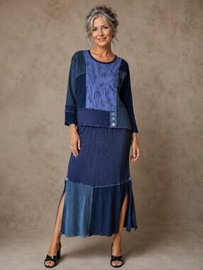 Vintage Spencer Alexis‎ 2 Piece Top & Skirt Patchwork Womens 10